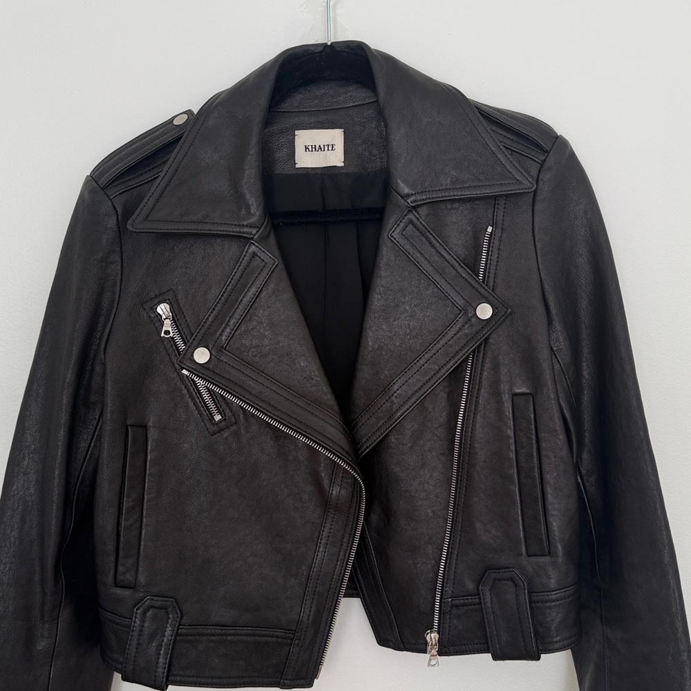 Khaite Black Leather Moto Jacket Size 2 - Picture 2 of 9